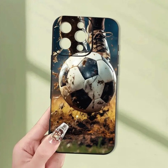iPhone 14 / 14 Pro Phone Case Soccer Ball  Shockproof  Black TPU Case Unisex - Picture 5 of 5